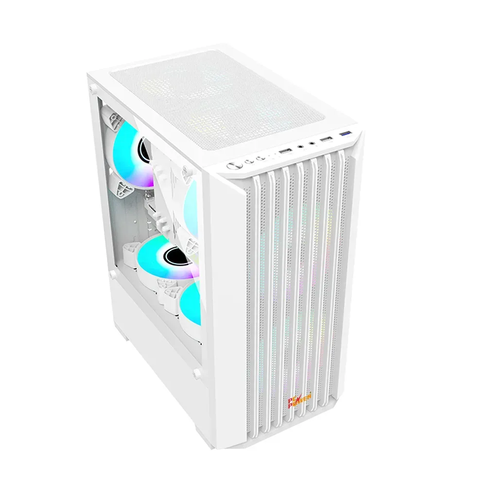 PC POWER WHITE BREEZE MESH GAMING CASING WITH 3 ARGB FAN and 230W PSU - Image 2