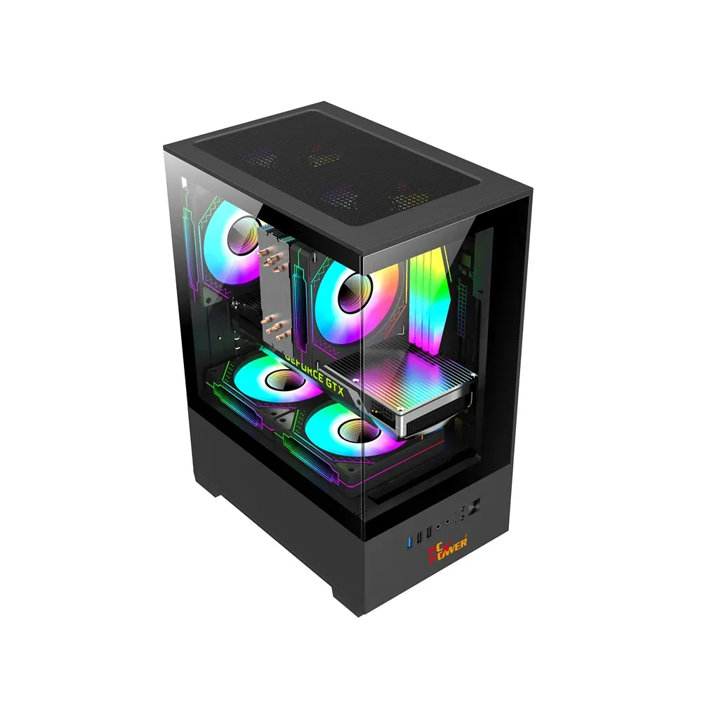 PC Power River View BK M-ATX Gaming Casing With 5 ARGB Fan and 350W PSU - Image 2