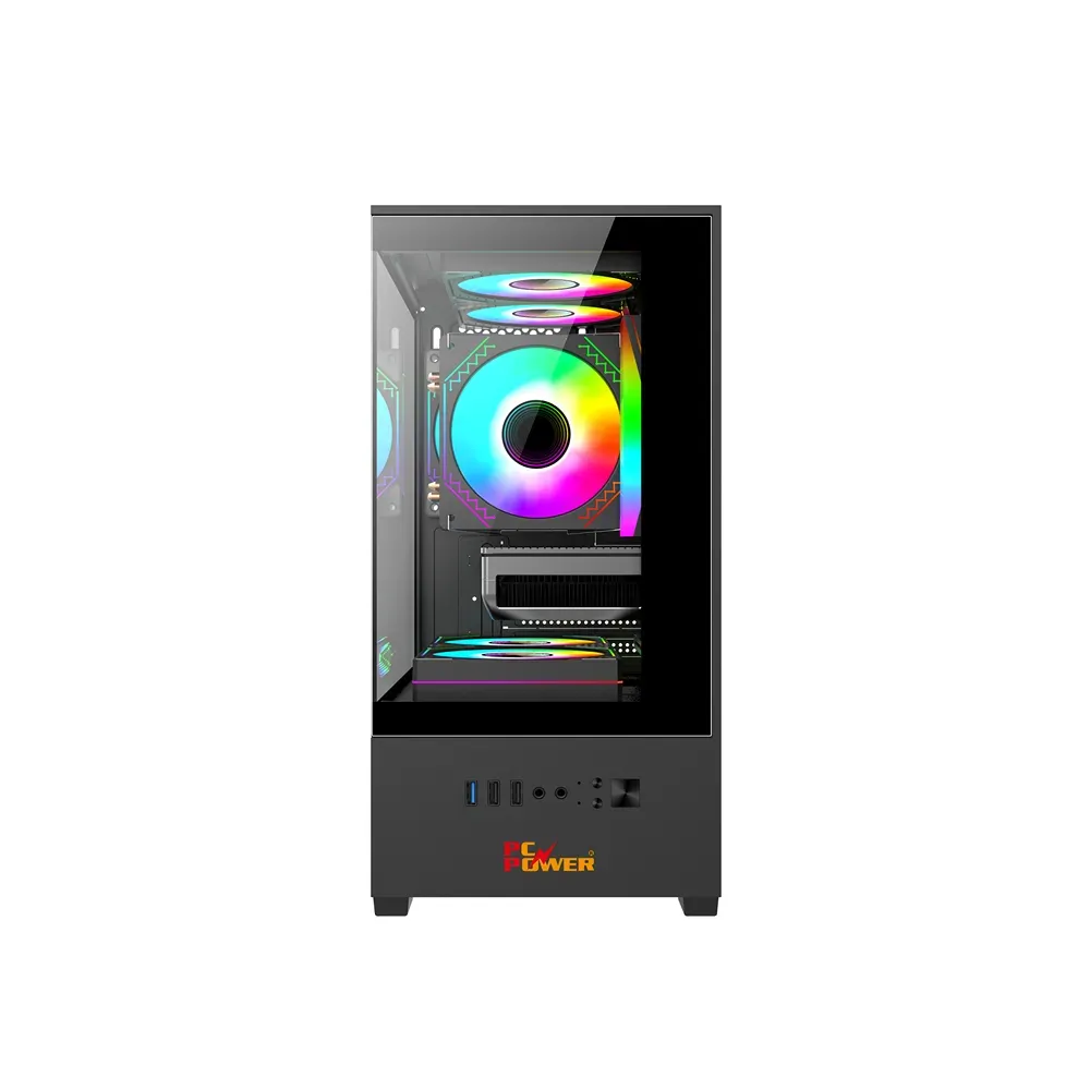 PC Power River View BK M-ATX Gaming Casing With 5 ARGB Fan and 350W PSU - Image 3