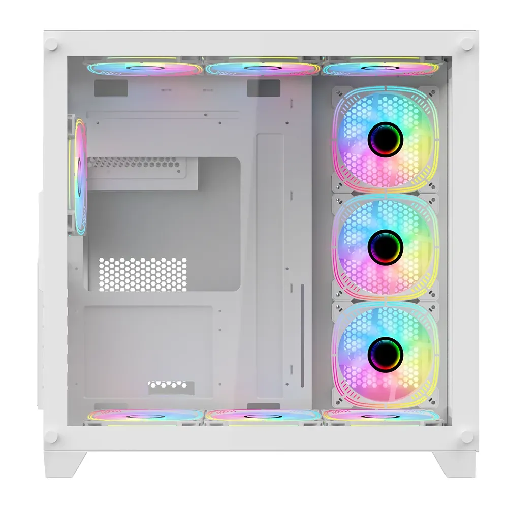PC Power ICEBERG V2 White Gaming Case With 10 FANS - Image 3