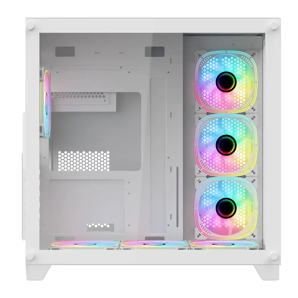 PC Power ICEBERG V2 White With 650W PSU AND 7 FANS Gaming Case - Image 4