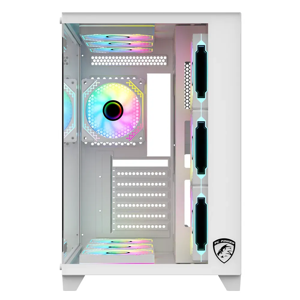 PC Power ICEBERG V3 White With 650W PSU AND 10 FANS Gaming Casing - Image 2