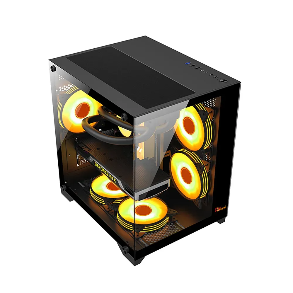 PC POWER OCEAN VIEW V1 BK M-ATX GAMING CASING - Image 2