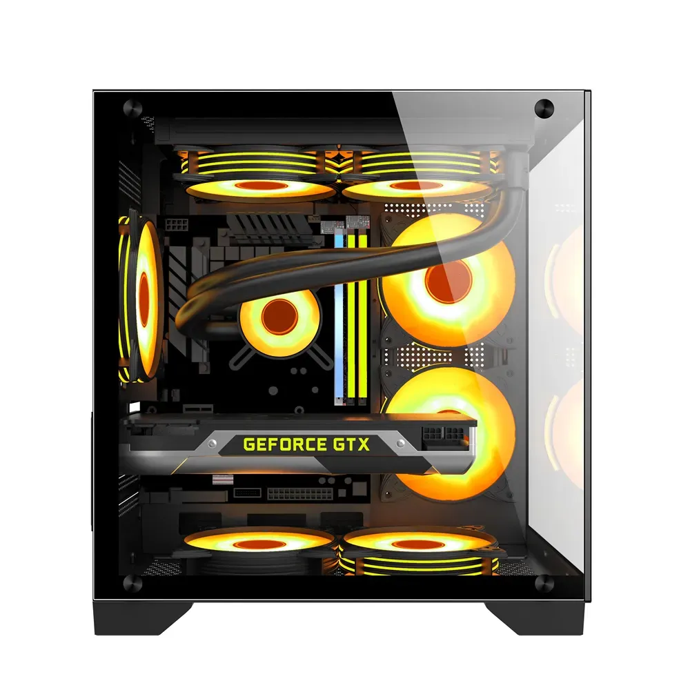 PC POWER OCEAN VIEW V1 BK M-ATX GAMING CASING - Image 3