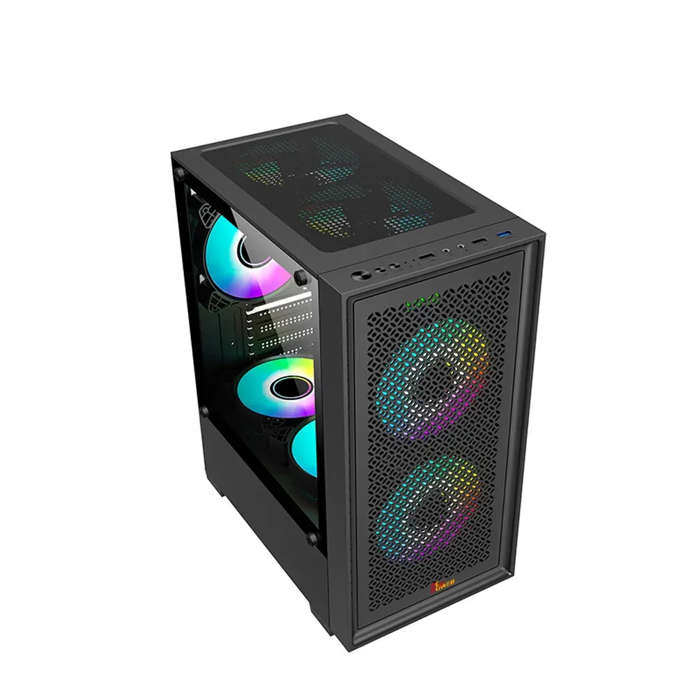 PC POWER DARK FLOW MESH X2 GAMING CASING BK WITH 3 ARGB FAN - Image 2