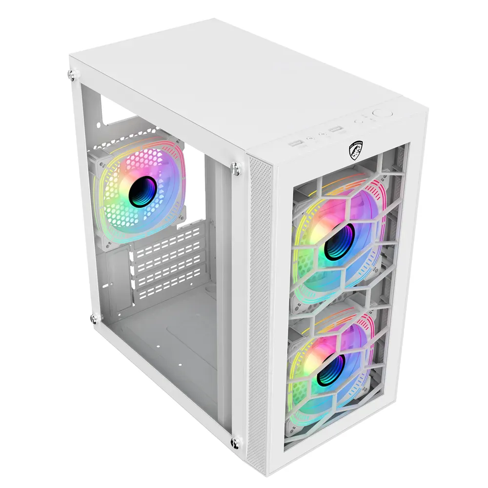 PC Power Spider Web Crystal Mini WH With 230W PSU & 3 FANS Gaming Case - Image 3