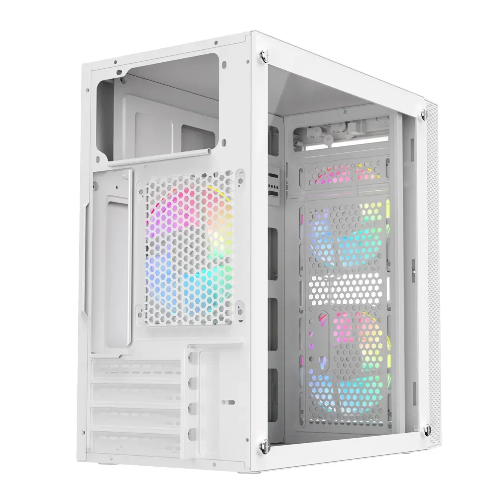 PC Power Spider Web Crystal Mini WH With 230W PSU & 3 FANS Gaming Case - Image 5