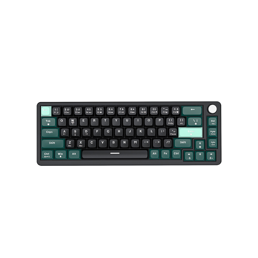 PC Power K68 TRI-MODE Keyboard (Keycap Black, Green, Cyan) - Image 2