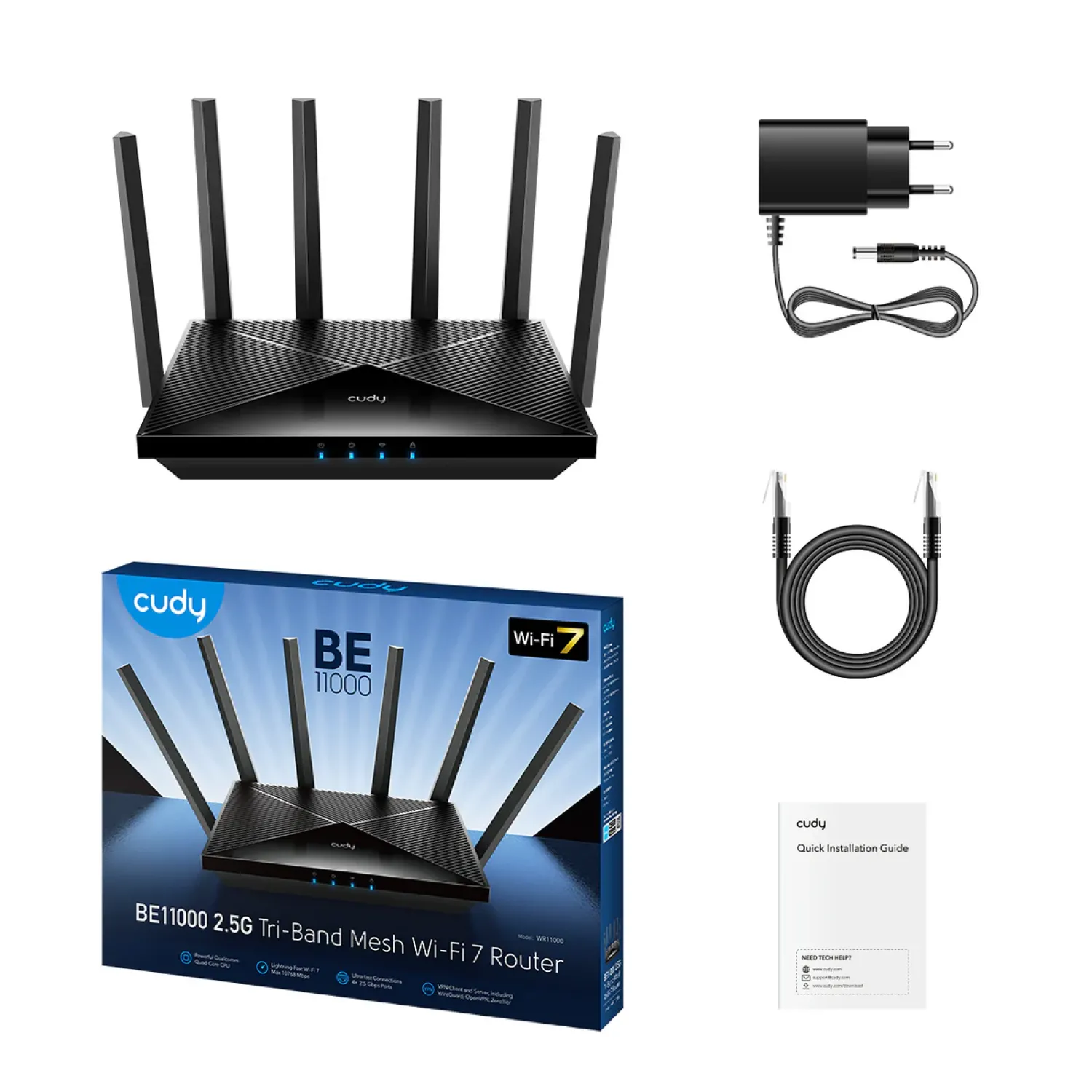 Cudy WR11000 BE11000 Mbps 2.5G Tri-Band Mesh Wi-Fi 7 Router - Image 2
