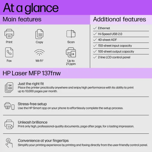 HP Laser MFP 137fnw Multifunction Mono Laser Printer - Image 2