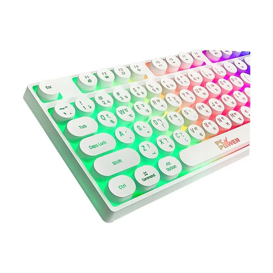 Pc Power K87 RGB White Wired Gaming Keyboard with Bangla - Image 2